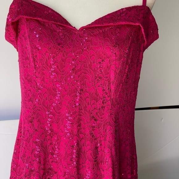 Candalite Women's Plus Size Pink Sequin Formal Bridal Party Prom Dress Maxi, XL - Picture 10 of 11